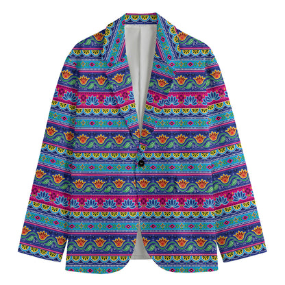 Boho Indian Lotus Pattern Print Men's Blazer