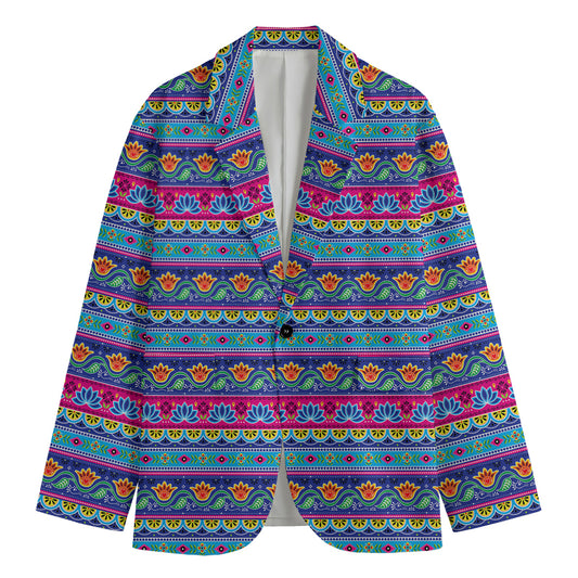 Boho Indian Lotus Pattern Print Men's Blazer