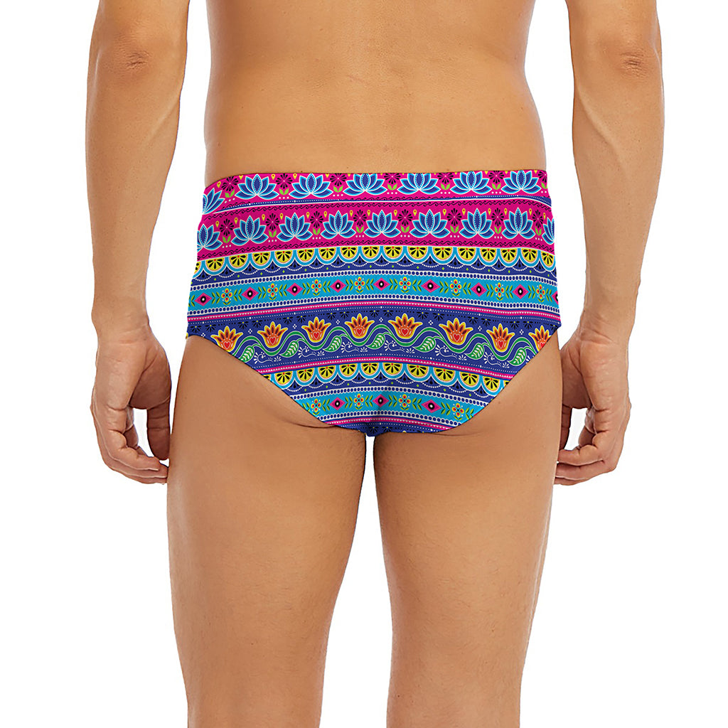 Boho Indian Lotus Pattern Print Men's Briefs