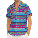 Boho Indian Lotus Pattern Print Men's Deep V-Neck Shirt