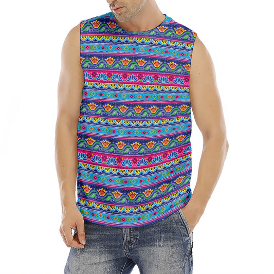 Boho Indian Lotus Pattern Print Men's Fitness Tank Top