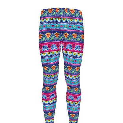 Boho Indian Lotus Pattern Print Men's leggings