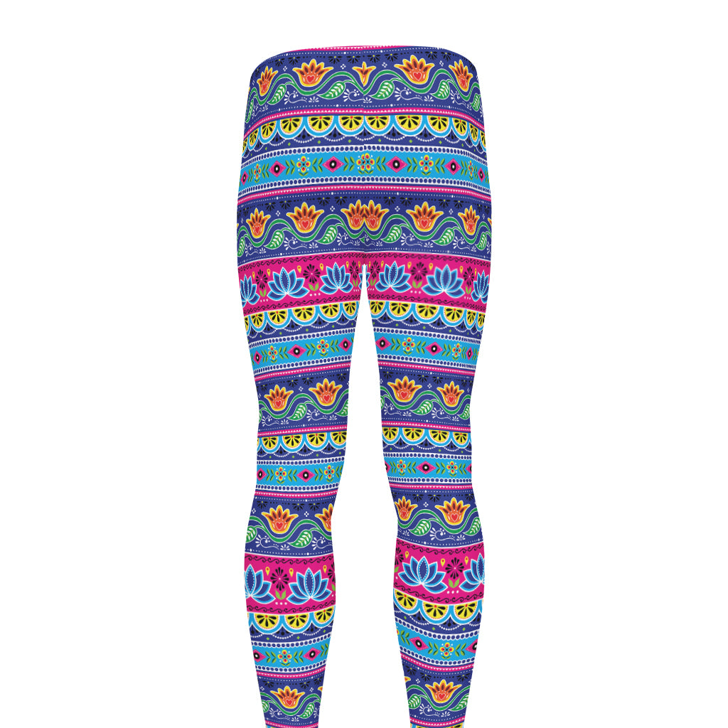 Boho Indian Lotus Pattern Print Men's leggings