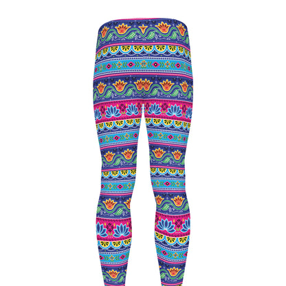 Boho Indian Lotus Pattern Print Men's leggings