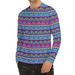 Boho Indian Lotus Pattern Print Men's Long Sleeve Rash Guard