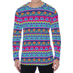 Boho Indian Lotus Pattern Print Men's Long Sleeve T-Shirt