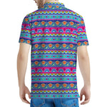 Boho Indian Lotus Pattern Print Men's Polo Shirt