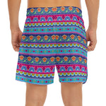 Boho Indian Lotus Pattern Print Men's Split Running Shorts