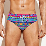 Boho Indian Lotus Pattern Print Men's Swim Briefs