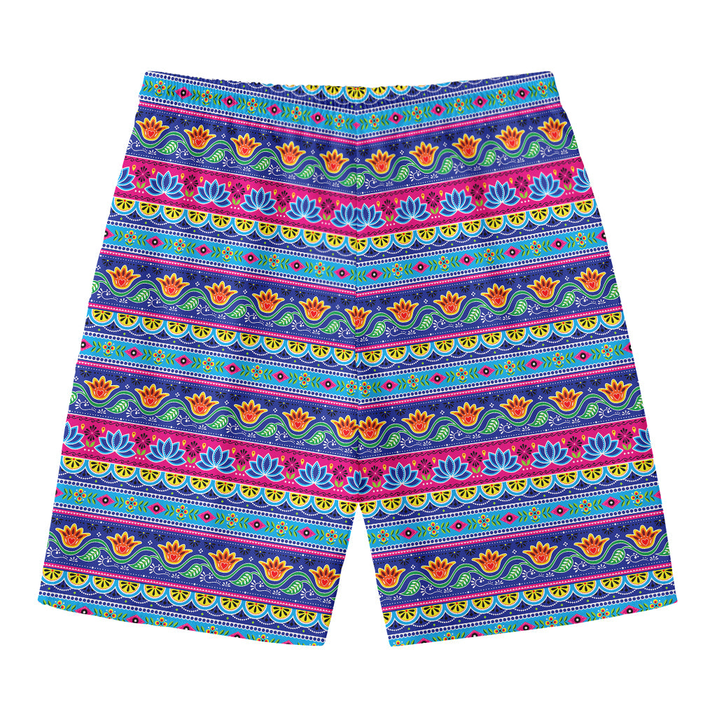 Boho Indian Lotus Pattern Print Men's Swim Trunks