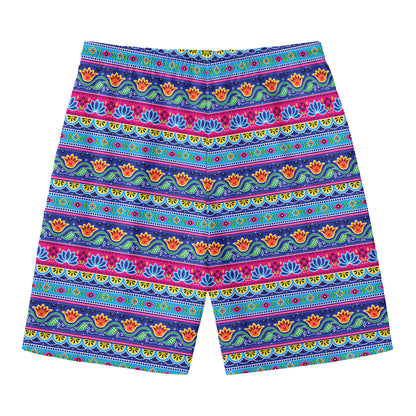 Boho Indian Lotus Pattern Print Men's Swim Trunks