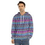 Boho Indian Lotus Pattern Print Men's Velvet Pullover Hoodie