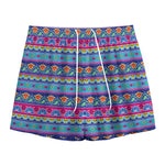 Boho Indian Lotus Pattern Print Mesh Shorts
