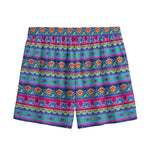 Boho Indian Lotus Pattern Print Mesh Shorts