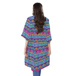 Boho Indian Lotus Pattern Print Open Front Beach Cover Up