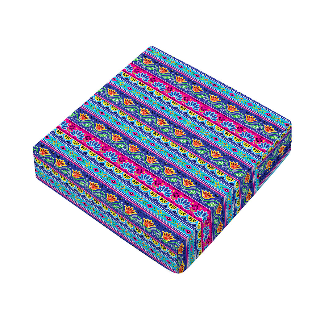 Boho Indian Lotus Pattern Print Outdoor Seat Cushion Cover