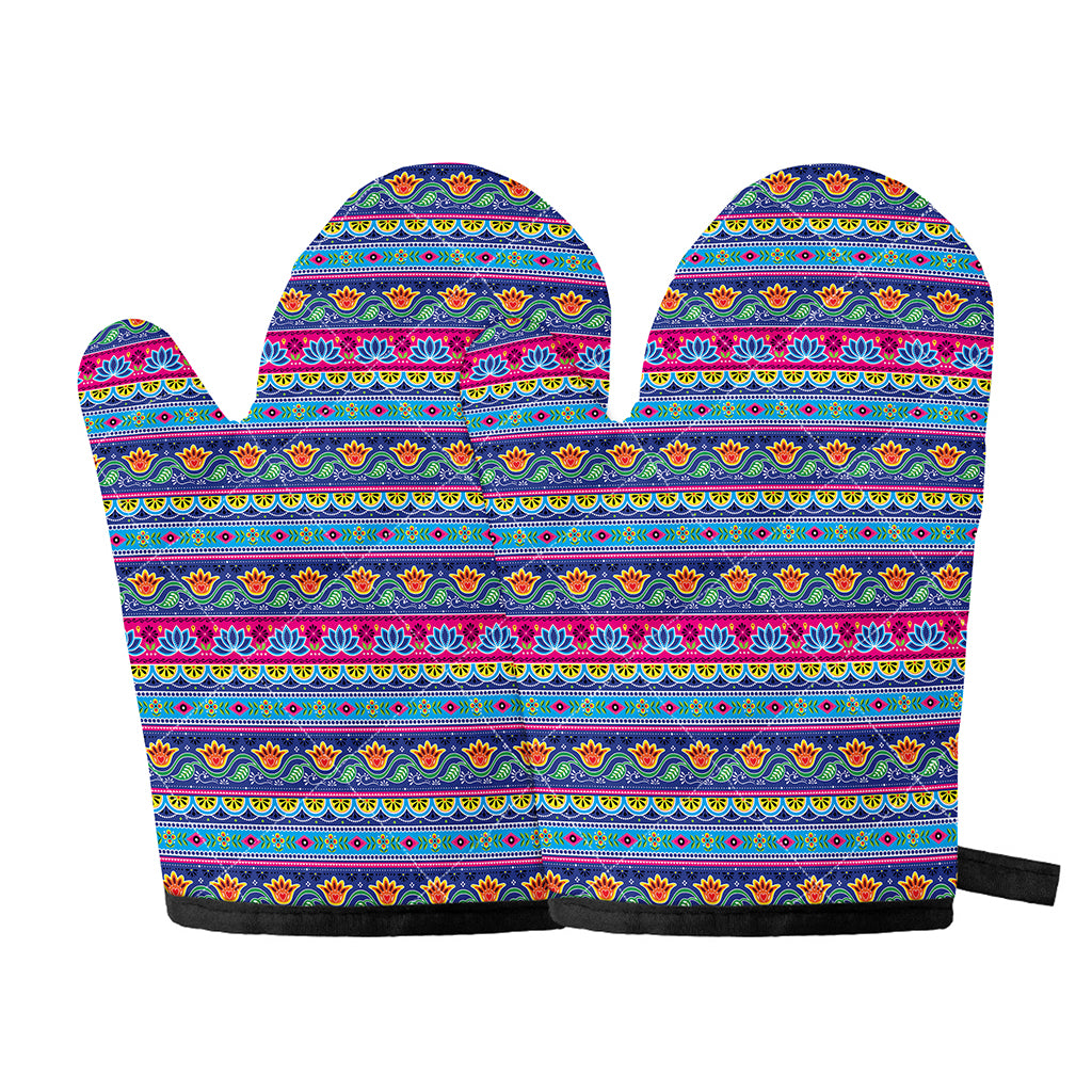 Boho Indian Lotus Pattern Print Oven Mitts