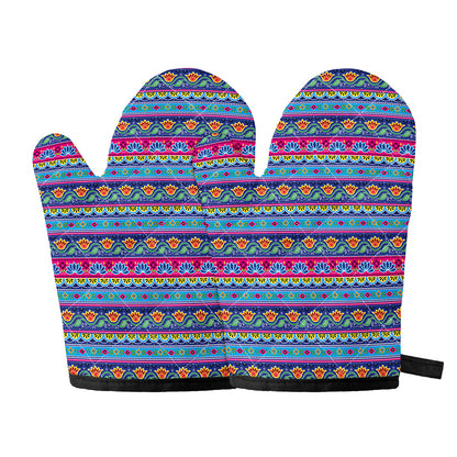 Boho Indian Lotus Pattern Print Oven Mitts