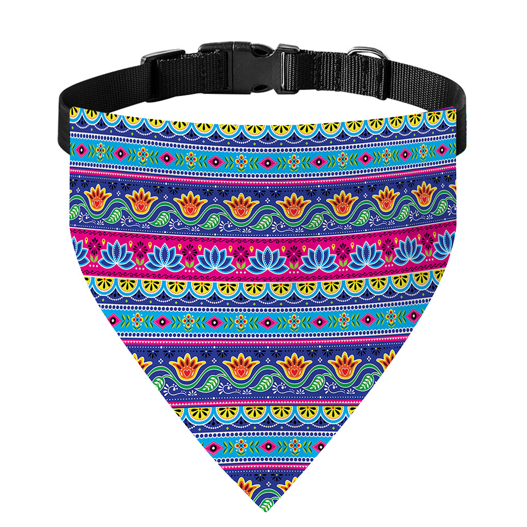 Boho Indian Lotus Pattern Print Over The Collar Dog Bandana