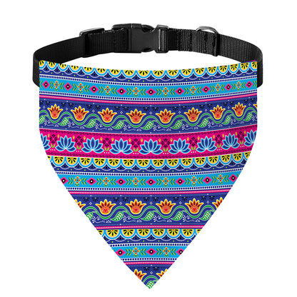 Boho Indian Lotus Pattern Print Over The Collar Dog Bandana