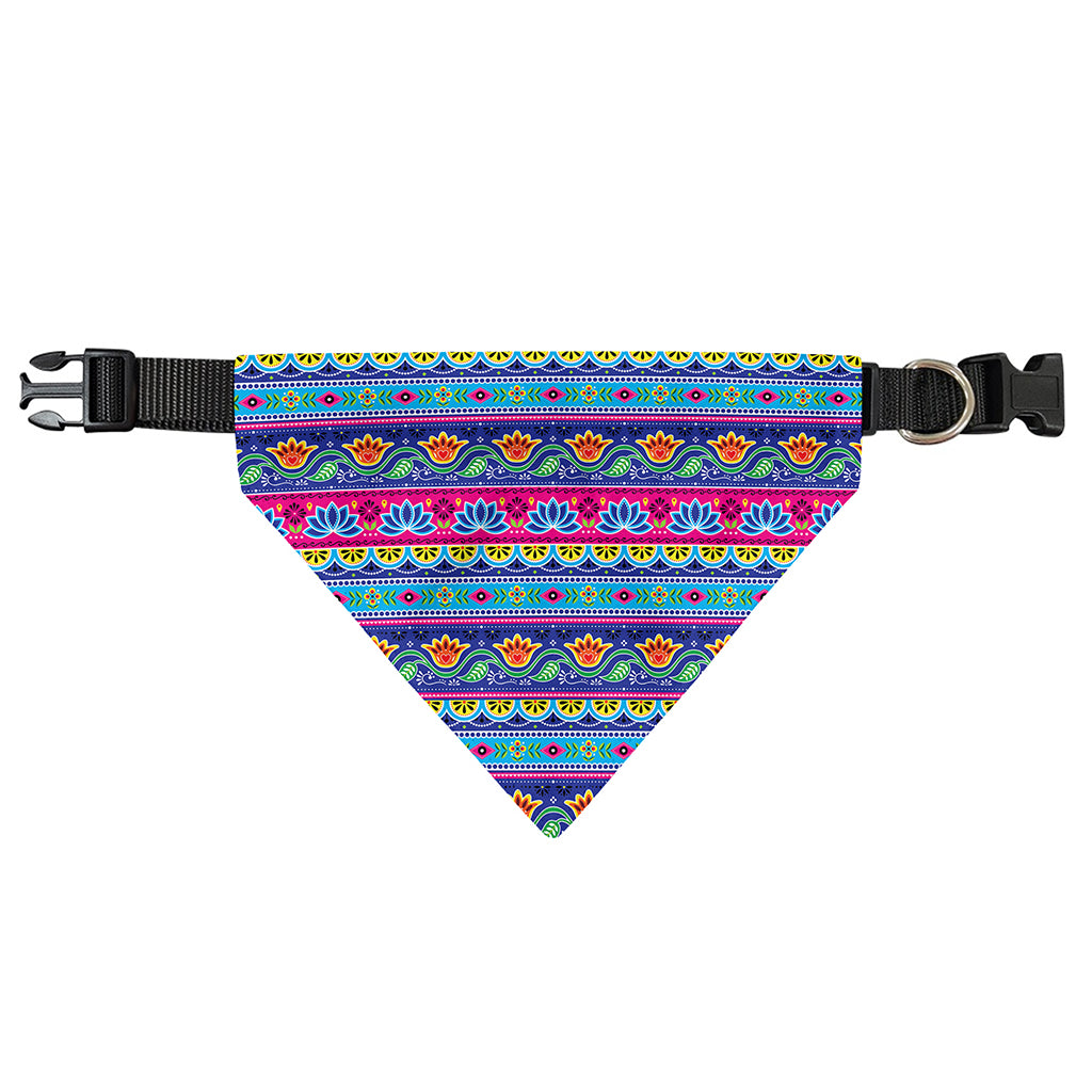 Boho Indian Lotus Pattern Print Over The Collar Dog Bandana