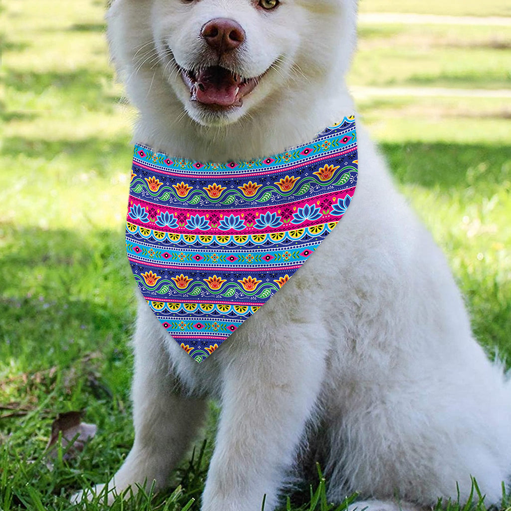 Boho Indian Lotus Pattern Print Over The Collar Dog Bandana