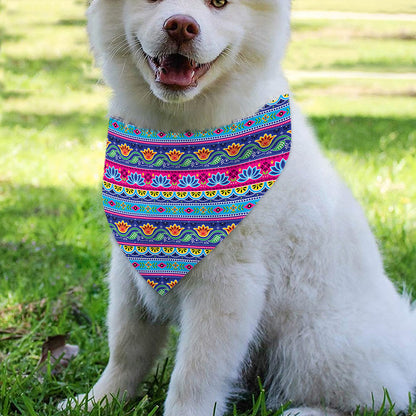 Boho Indian Lotus Pattern Print Over The Collar Dog Bandana