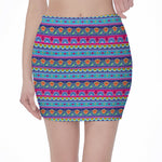 Boho Indian Lotus Pattern Print Pencil Mini Skirt