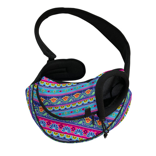 Boho Indian Lotus Pattern Print Pet Sling Carrier