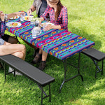 Boho Indian Lotus Pattern Print Picnic Table Cover