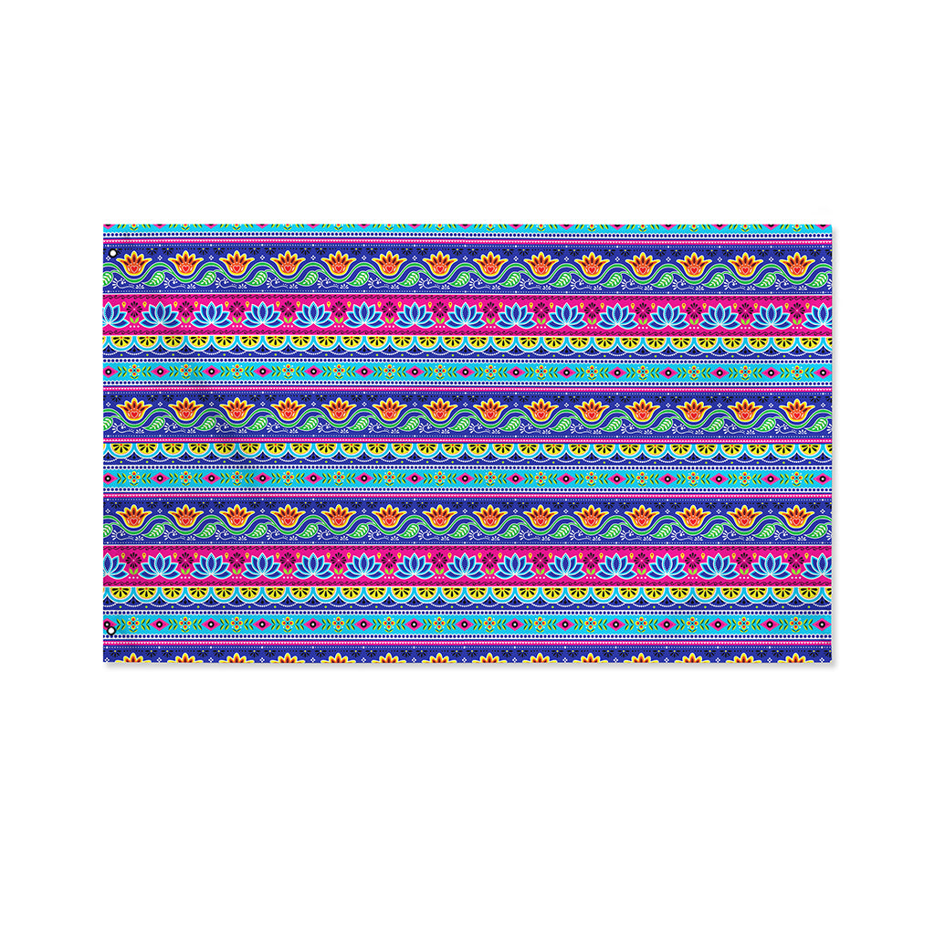 Boho Indian Lotus Pattern Print Polyester Flag
