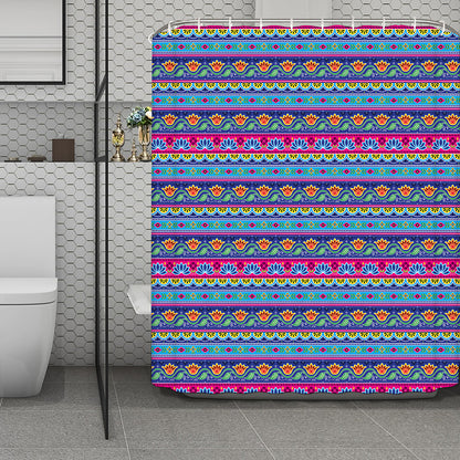 Boho Indian Lotus Pattern Print Polyester Shower Curtain