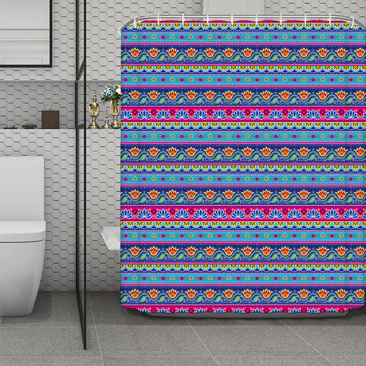 Boho Indian Lotus Pattern Print Polyester Shower Curtain