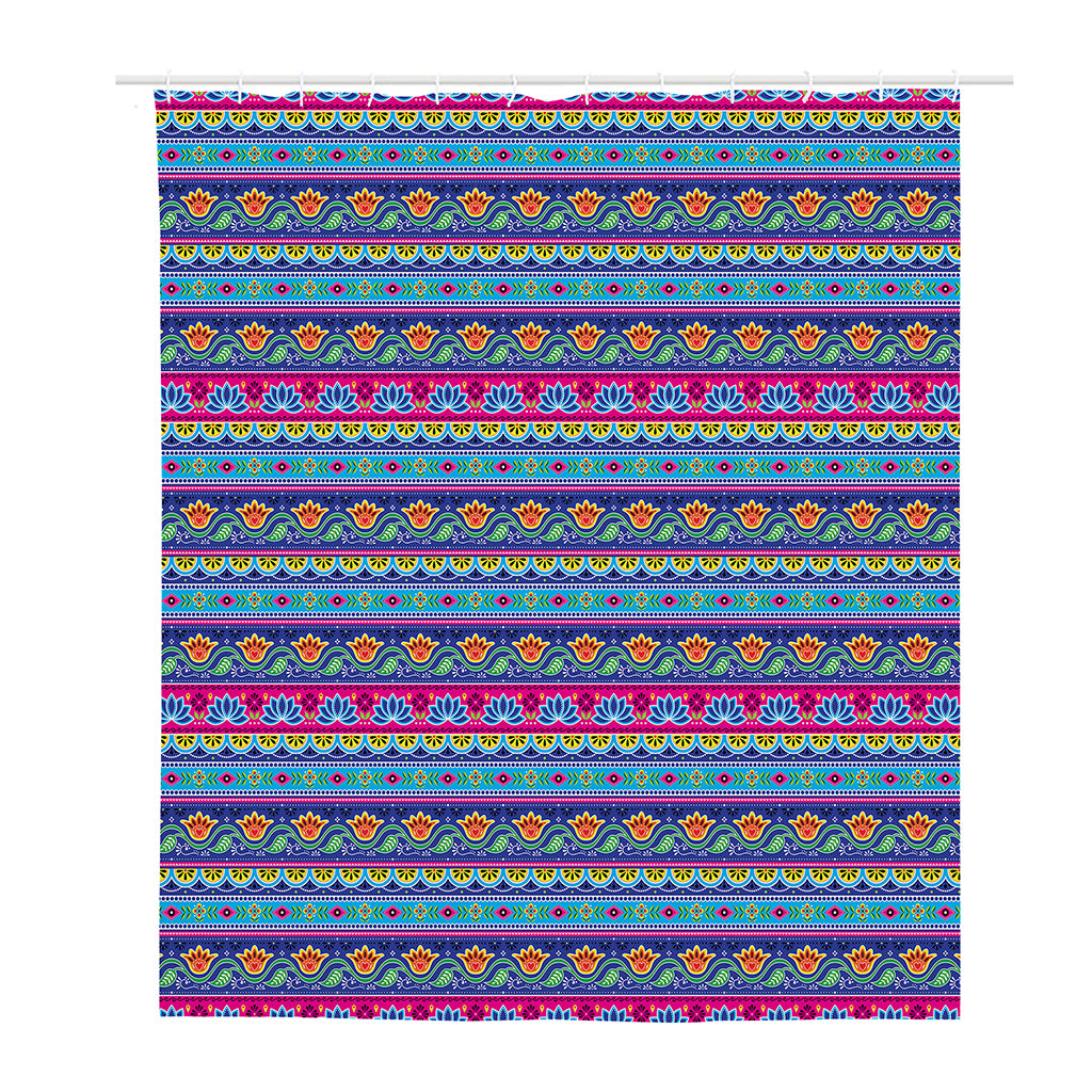 Boho Indian Lotus Pattern Print Polyester Shower Curtain