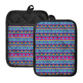 Boho Indian Lotus Pattern Print Pot Holders With Pocket