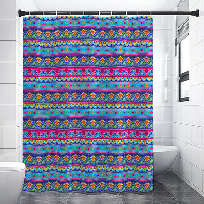 Boho Indian Lotus Pattern Print Premium Shower Curtain