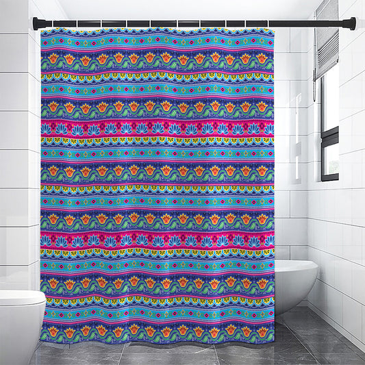 Boho Indian Lotus Pattern Print Premium Shower Curtain