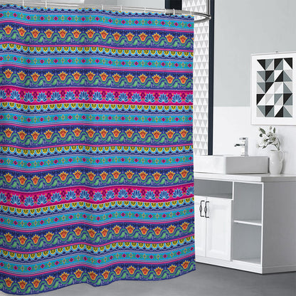 Boho Indian Lotus Pattern Print Premium Shower Curtain