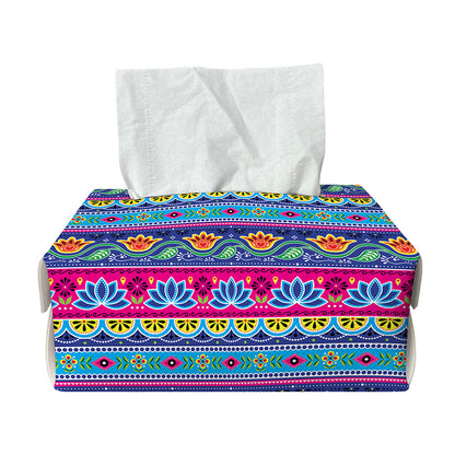 Boho Indian Lotus Pattern Print Rectangle Tissue Box Cover