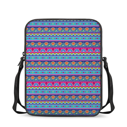 Boho Indian Lotus Pattern Print Rectangular Crossbody Bag