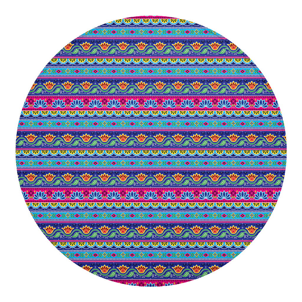 Boho Indian Lotus Pattern Print Round Blanket