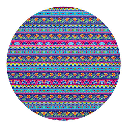 Boho Indian Lotus Pattern Print Round Blanket