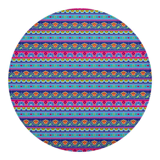 Boho Indian Lotus Pattern Print Round Blanket