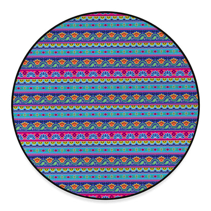 Boho Indian Lotus Pattern Print Round Floor Mat