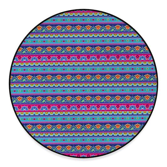 Boho Indian Lotus Pattern Print Round Floor Mat