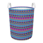 Boho Indian Lotus Pattern Print Round Laundry Basket