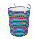 Boho Indian Lotus Pattern Print Round Laundry Basket