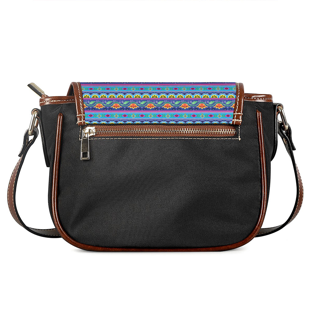 Boho Indian Lotus Pattern Print Saddle Bag