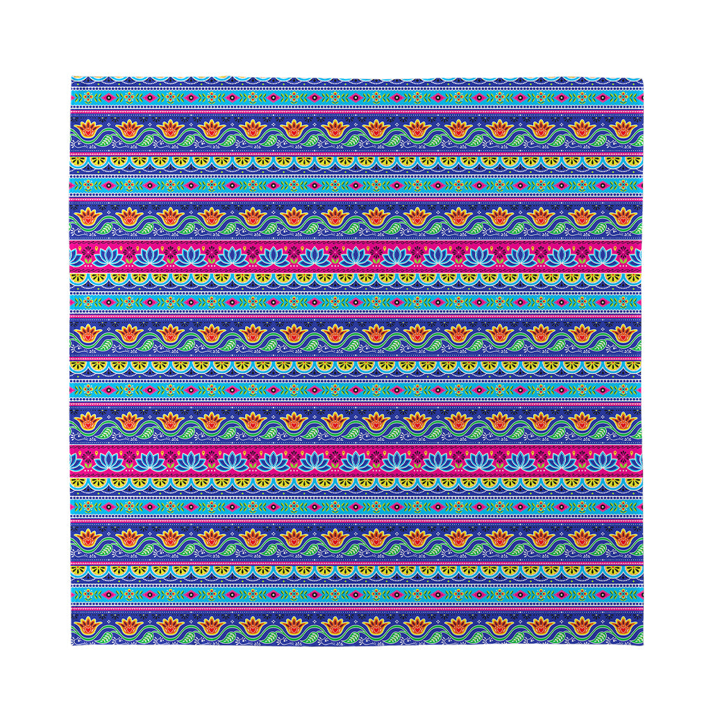 Boho Indian Lotus Pattern Print Silk Bandana