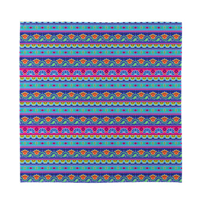 Boho Indian Lotus Pattern Print Silk Bandana